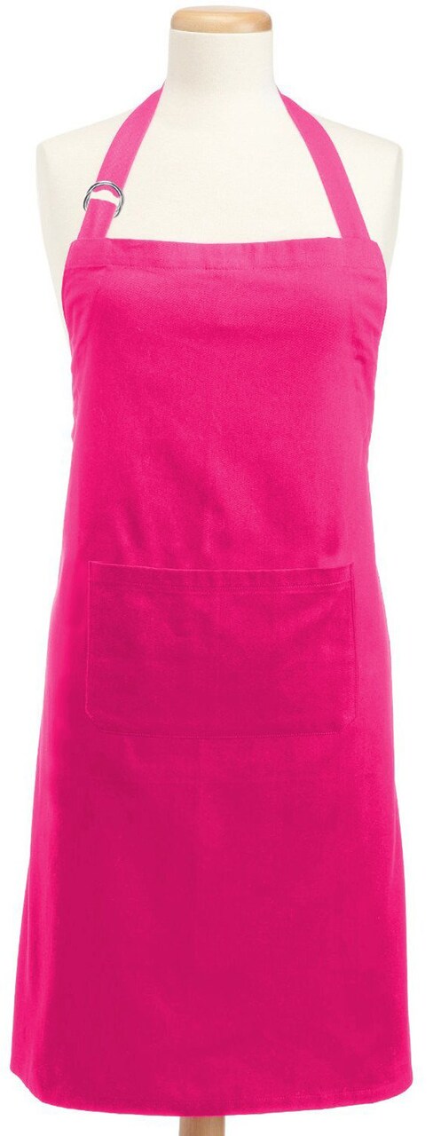 CC Home Furnishings Chino Cotton Unisex Kitchen Chef Apron - 32" - Neon Pink